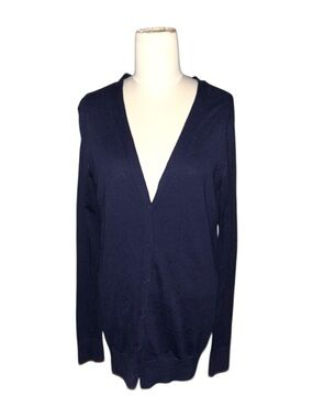 Gap Navy V-Neck Button Front Women's Sweater